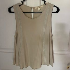 Francesca’s Neutral Embroidered Tank Top